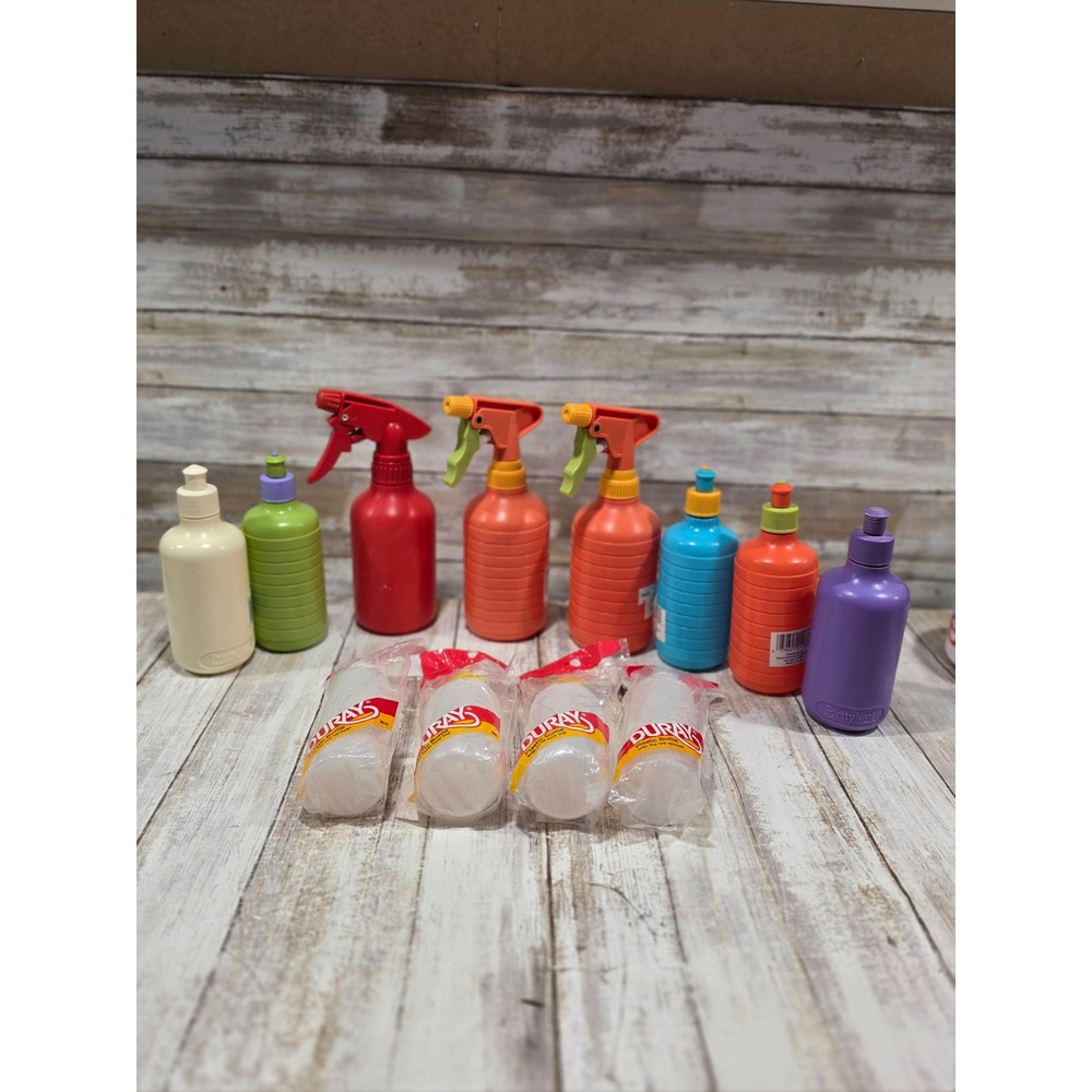 Vintage Pretty Neat & Duray Plastic Bottle Lot Spray Twist Top Colorful